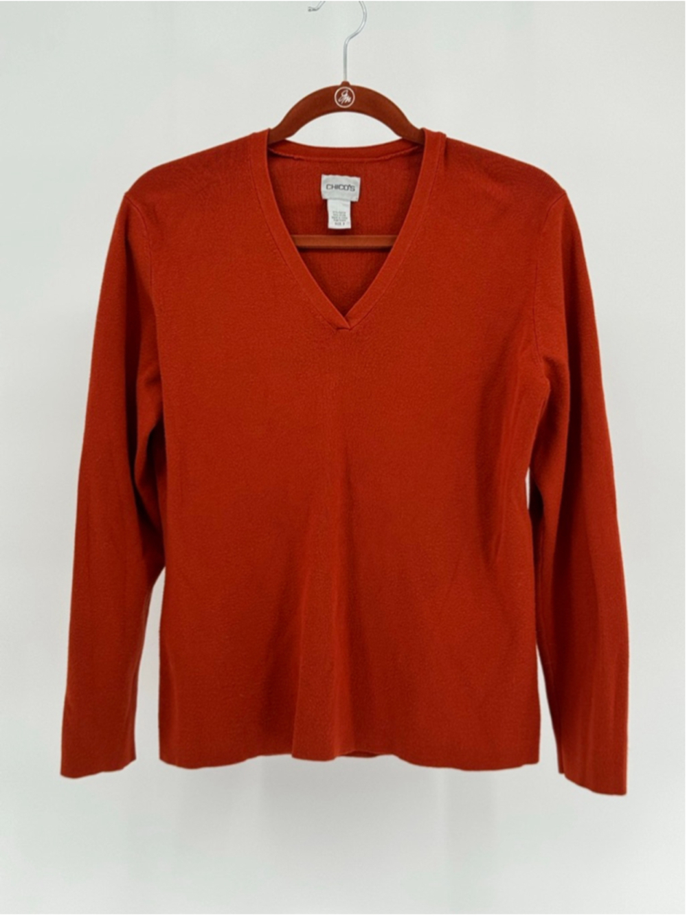 Chico's Woman's Rust V-Neck Sweater Size Large